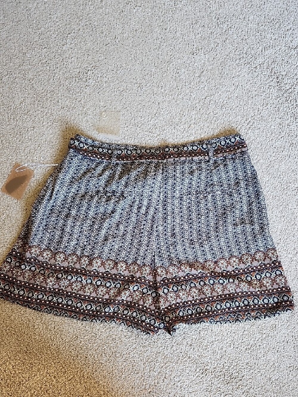Forever 21 Blue and Brown Printed Drawstring With Button B. - Picture 6 of 8